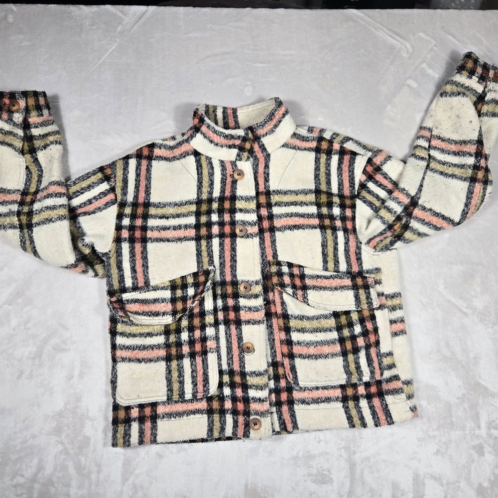 Bagatelle pastel plaid shacket Womens M Jacket Soft Comfortable Warm - Picture 12 of 14
